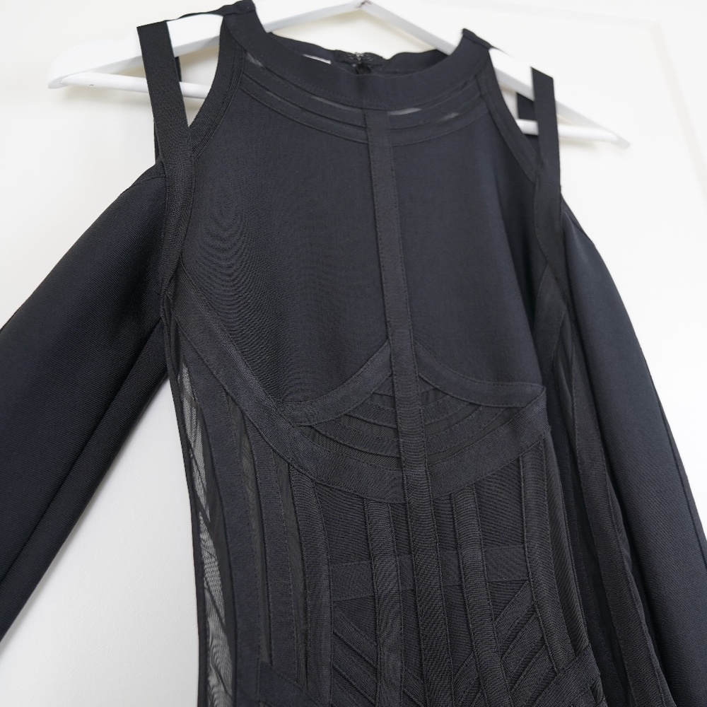 House of CB London | Madrina Black Bandage Cold Shoulder Dress